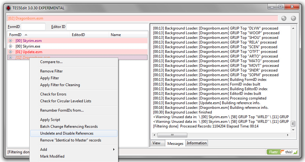 how to use tes5edit to check load order